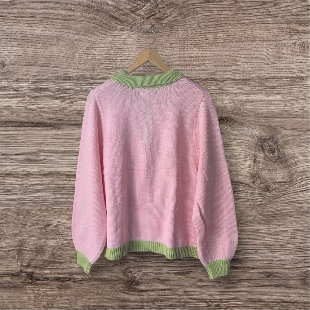 NEW Smash + Tess Cameron Sweater Top Pink and Green Women's Size Medium Large - Picture 6 of 9